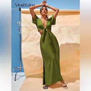 Army green maxi dress